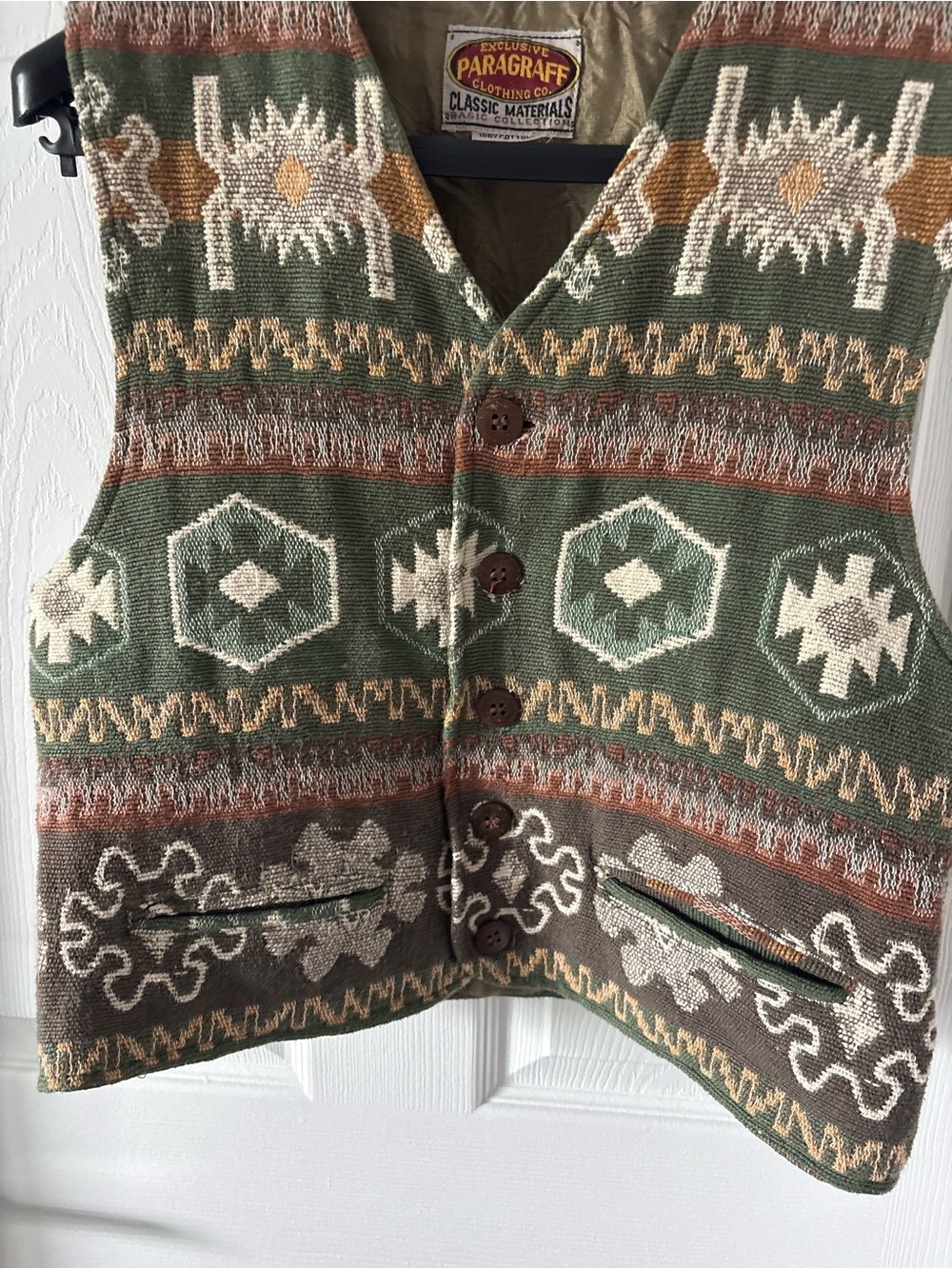 1990s Vintage Paragraff Southwestern Tapestry Vest Boho Western Size S - Picture 3 of 5